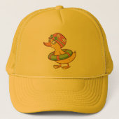 可愛いアヒルの漫画 – 子供のトラック運転手の帽子 キャップ (正面)