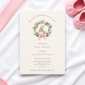 可愛いアヒルの赤ちゃんシャワー招待状とピンクボウ 招待状