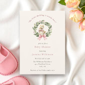 可愛いアヒルの赤ちゃんシャワー招待状とピンクボウ 招待状