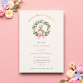 可愛いアヒルの赤ちゃんシャワー招待状とピンクボウ 招待状