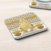 可愛いアヒル金茶色セミサークルジオメトリック コースター (左側)