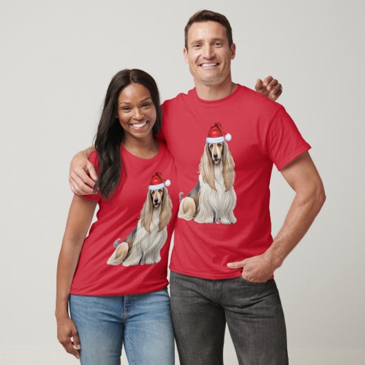 可愛いアフガンハウンド犬の愛するクリスマスおもしろい Tシャツ (ユニセックス)