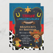 可愛いアフリカのキッドカウボーイ招待状 シーズンカード (正面/裏面)