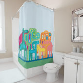 可愛いアフリカのフォークアートの様式化されたジャングル動物 シャワーカーテン (インサイチュ)