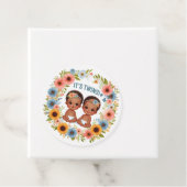 可愛いアフリカの双子の男の子赤ちゃんシャワー水色 フェイバータグ (インサイチュ)