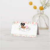 可愛いアフリカアフロープフピンクフローラシャワー誕生日 プレイスカード (裏面)