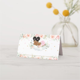 可愛いアフリカアフロープフピンクフローラシャワー誕生日 プレイスカード