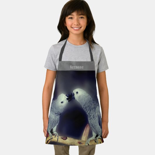 可愛いアフリカグレイキスをするパーソナライズされたパロ エプロン (インサイチュ)
