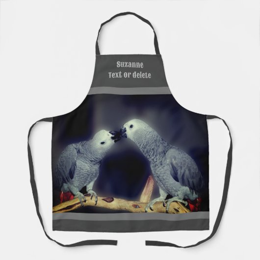 可愛いアフリカグレイキスをするパーソナライズされたパロ エプロン (正面)