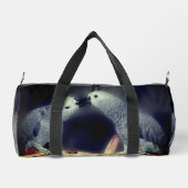 可愛いアフリカグレイキスをするパーソナライズされたパロ ダッフルバッグ (裏面)