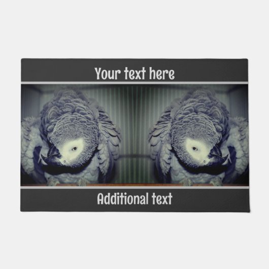 可愛いアフリカグレイパーソナライズされたオウム ドアマット (正面)