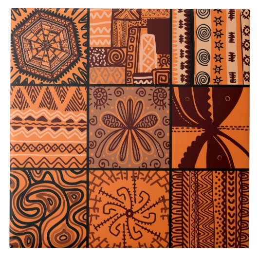 可愛いアフリカスタイル柄 タイル (正面)