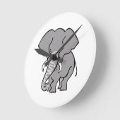 可愛いアフリカゾウ – 絶滅危惧動物 –  ラウンド壁時計 (傾斜)