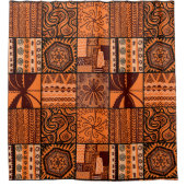 可愛いアフリカタイル模様 シャワーカーテン (正面)