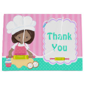 可愛いアフリカンアメリカン・ガールベーキングありがとう ラージペーパーバッグ (正面)