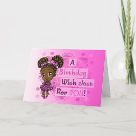 可愛いアフリカンアメリカン・ガール誕生日 カード