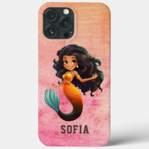 可愛いアフリカ人魚の女の子 – 名前をカスタムするアフロキッズ iPhone 13 PRO MAXケース