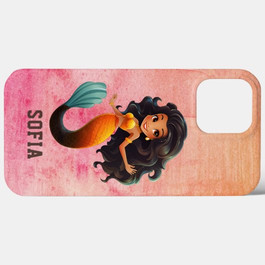 可愛いアフリカ人魚の女の子 – 名前をカスタムするアフロキッズ Case-Mate iPhoneケース (裏面 (横))