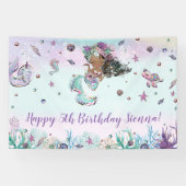 可愛いアフリカ人魚プール誕生日パーティーの背景 横断幕 (横)