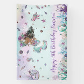 可愛いアフリカ人魚プール誕生日パーティーの背景 横断幕 (縦)