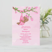 可愛いアフリカ系アメリカンガールベビーシャワー招待状 招待状 (スタンド正面)