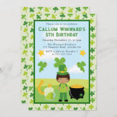 可愛いアフリカ系アメリカンセントパトリック子供の誕生日 招待状 (正面/裏面)