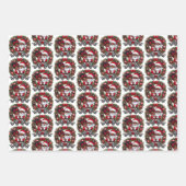 可愛いアフリカ系アメリカンレッド&ブラッククリスマス ラッピングペーパーシート (正面)