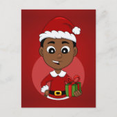 可愛いアフリカ系アメリカ人のクリスマスボーイ シーズンポストカード (正面)