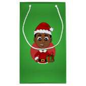 可愛いアフリカ系アメリカ人のクリスマスボーイ スモールペーパーバッグ (裏面)