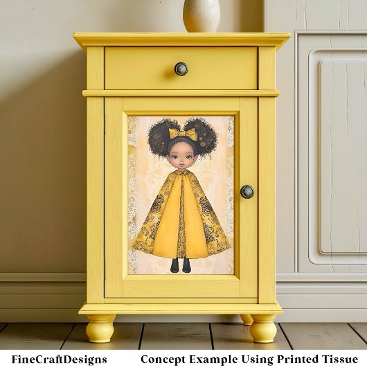 可愛いアフリカ系アメリカ人の人形、黄色のAM8デコページ 薄葉紙