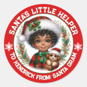 可愛いアフリカ系アメリカ人の少年と子犬 ラウンドシール (正面)