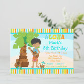 可愛いアフリカ系アメリカ人の男の子の誕生日パーティー 招待状 (スタンド正面)