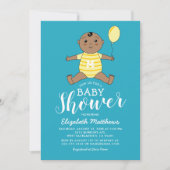 可愛いアフリカ系アメリカ人の男の子の赤ちゃんシャワー 招待状 (正面)