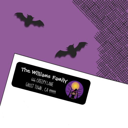 可愛いアフリカ系アメリカ人の魔女 – ハロウィンラベル ラベル