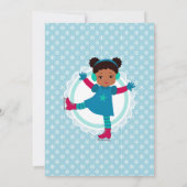 可愛いアフリカ系アメリカ人アイススケートで滑る誕生会 招待状 (裏面)