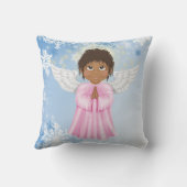 可愛いアフリカ系アメリカ人エンジェルクリスマスホリデー クッション (裏面)