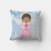 可愛いアフリカ系アメリカ人エンジェルクリスマスホリデー クッション (正面)