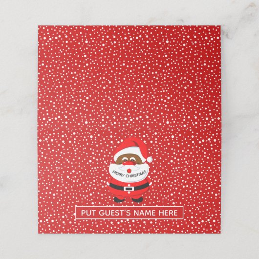 可愛いアフリカ系アメリカ人サンタクロースのクリスマスエスコート プレイスカード (外部開封)