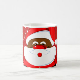 可愛いアフリカ系アメリカ人サンタクロースのクリスマス コーヒーマグカップ