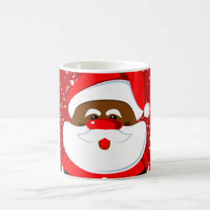 可愛いアフリカ系アメリカ人サンタクロースのクリスマス コーヒーマグカップ