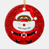 可愛いアフリカ系アメリカ人サンタクロースのクリスマス セラミックオーナメント (正面)