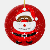 可愛いアフリカ系アメリカ人サンタクロースのクリスマス セラミックオーナメント (裏面)