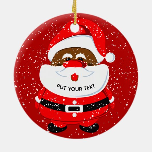 可愛いアフリカ系アメリカ人サンタクロースのクリスマス セラミックオーナメント (裏面)