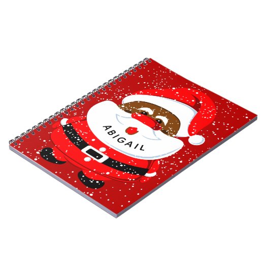 可愛いアフリカ系アメリカ人サンタクロースのクリスマス ノートブック (左側)