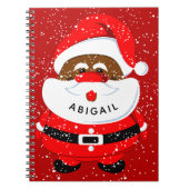 可愛いアフリカ系アメリカ人サンタクロースのクリスマス ノートブック (正面)