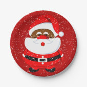 可愛いアフリカ系アメリカ人サンタクロースのクリスマス ペーパープレート (正面)