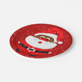 可愛いアフリカ系アメリカ人サンタクロースのクリスマス ペーパープレート (アングル)