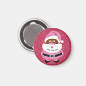 可愛いアフリカ系アメリカ人サンタクロースのクリスマス マグネット (正面/裏面)