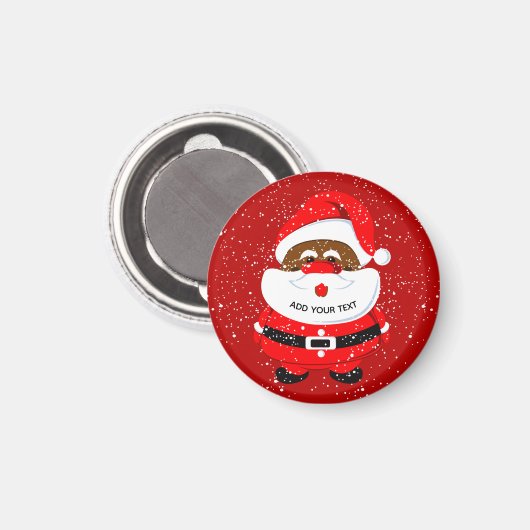 可愛いアフリカ系アメリカ人サンタクロースのクリスマス マグネット (正面/裏面)