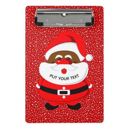 可愛いアフリカ系アメリカ人サンタクロースのクリスマス ミニクリップボード (正面)